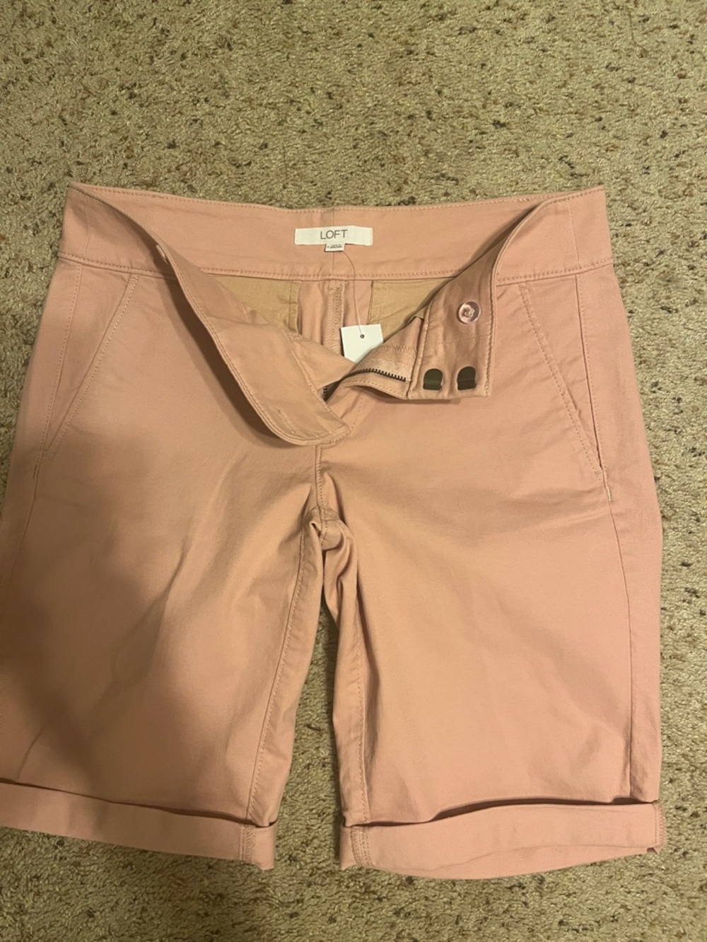 LOFT Dusty Rose Stretch Bermuda Shorts